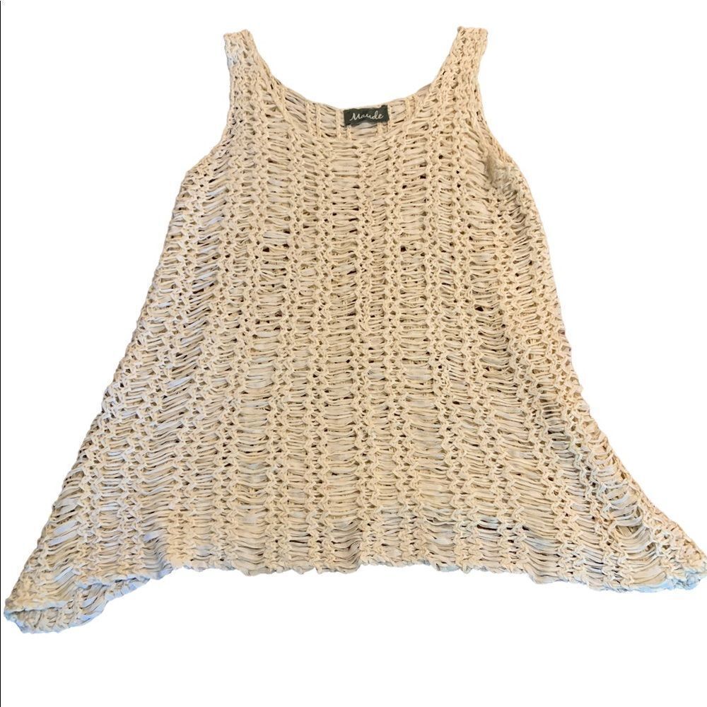 Maude Boho Hippie Tank Top Crocheted Yellow Tan